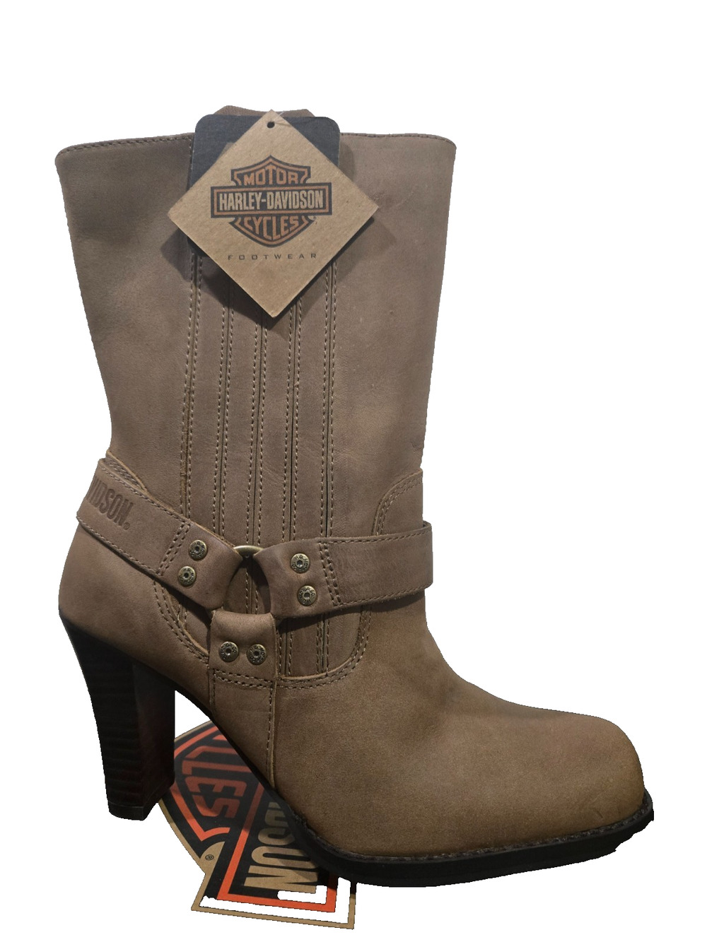 Harley Davidson Nila tan dress Zip Boot ladies size 8